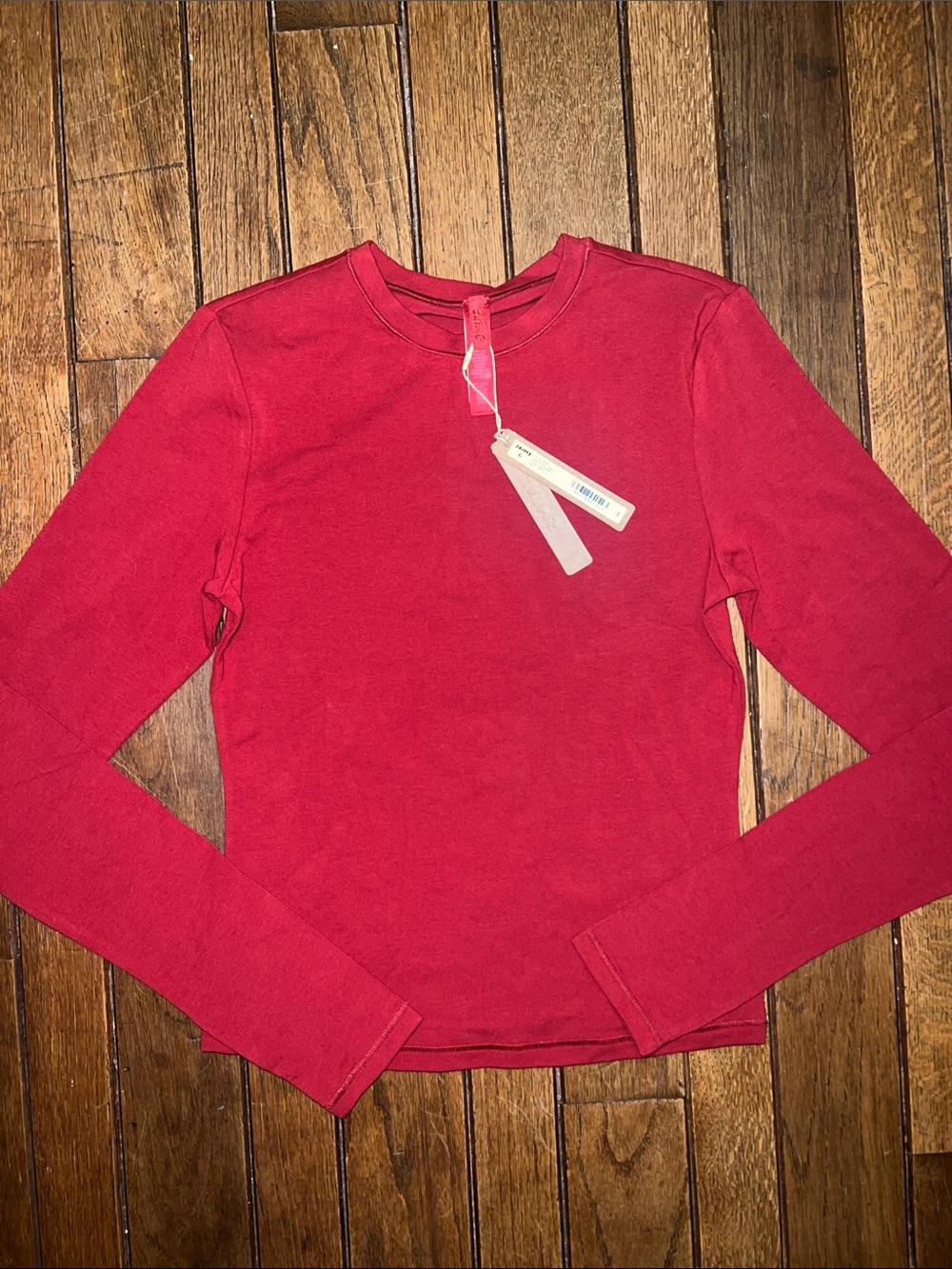 SKIMS Brick Red Cotton Jersey Long Sleeve T-Shirt Size Small NWT